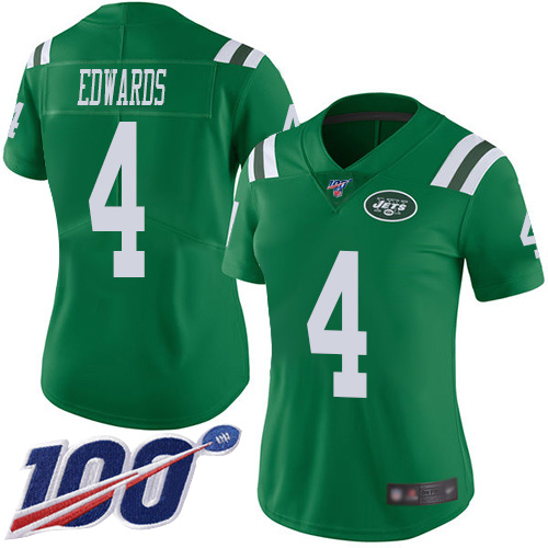 New York Jets Limited Green Women Lac Edwards Jersey NFL Football #4 100th Season Rush Vapor Untouchable->women nfl jersey->Women Jersey